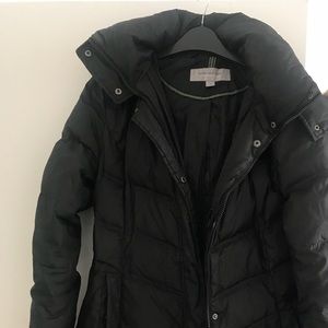 Black Puffer coat with real fur